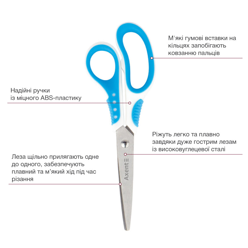 Scissors Axent  Shell 6304-02-A, 18 cm, white-blue