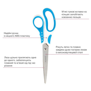 Scissors Axent  Shell 6305-02-A, 21 cm, white-blue