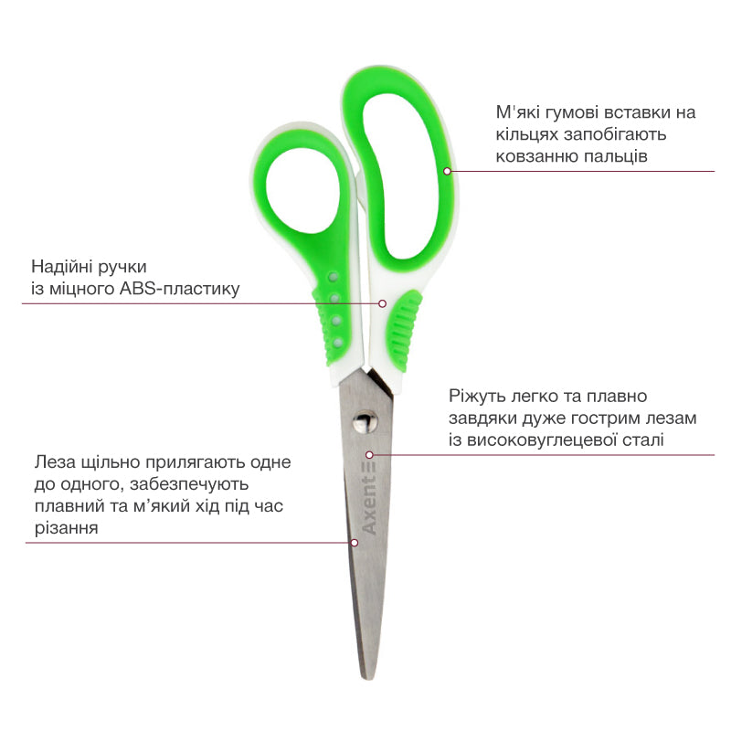 Scissors Axent  Shell 6304-09-A, 18 cm, white-green