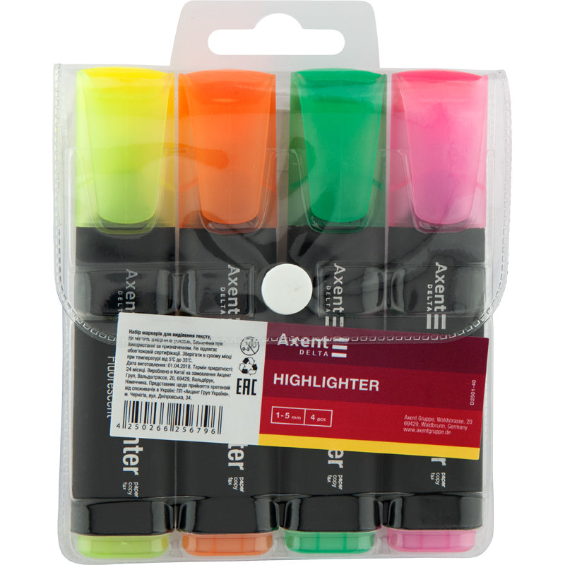 Marker Delta Highlighter D2501-40, 1-5 mm, set of 4 colors