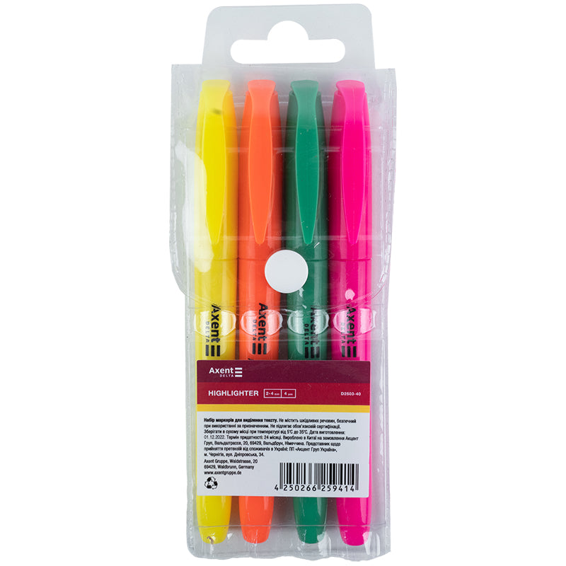 Marker Delta Highlighter D2503-40, 2-4 mm, set of 4 colors