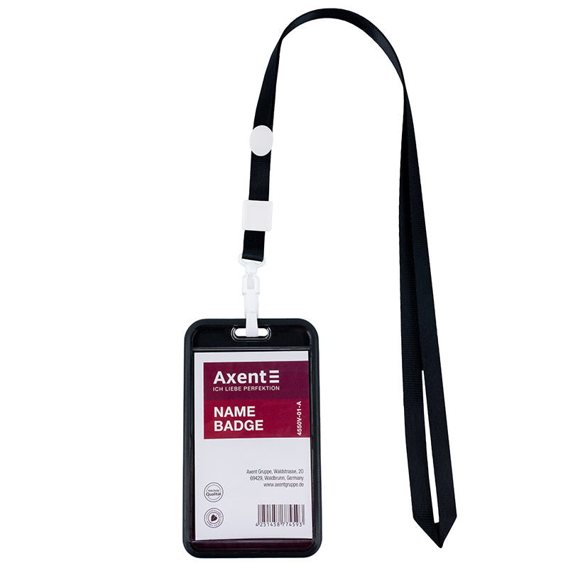 Lanyard with carabiner for badge Axent 4531-01-A, black