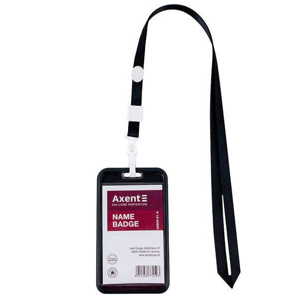 Lanyard with carabiner for badge Axent 4531-01-A, black