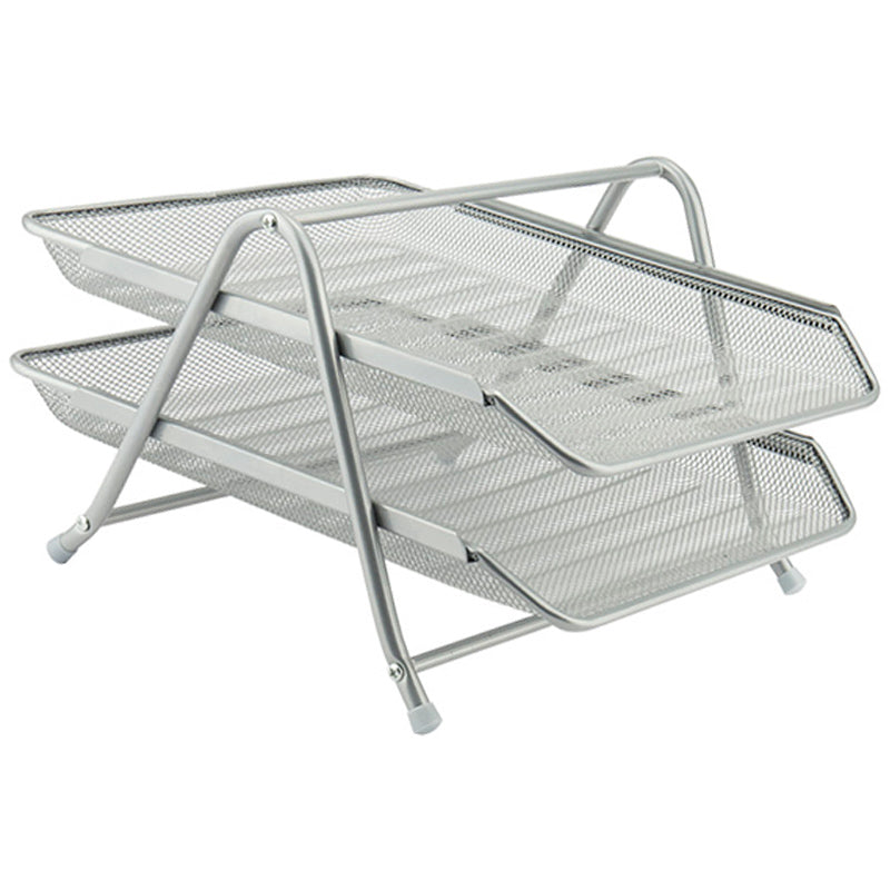 Document tray Axent 2121-03-A, horizontal, 2-in-1, metal, silver