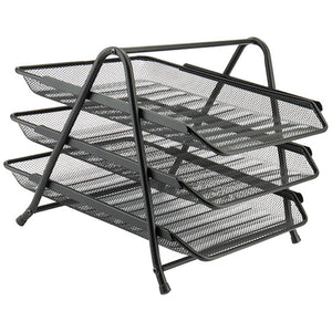 Document tray Axent 2122-01-A, horizontal, 3-in-1, metal, black