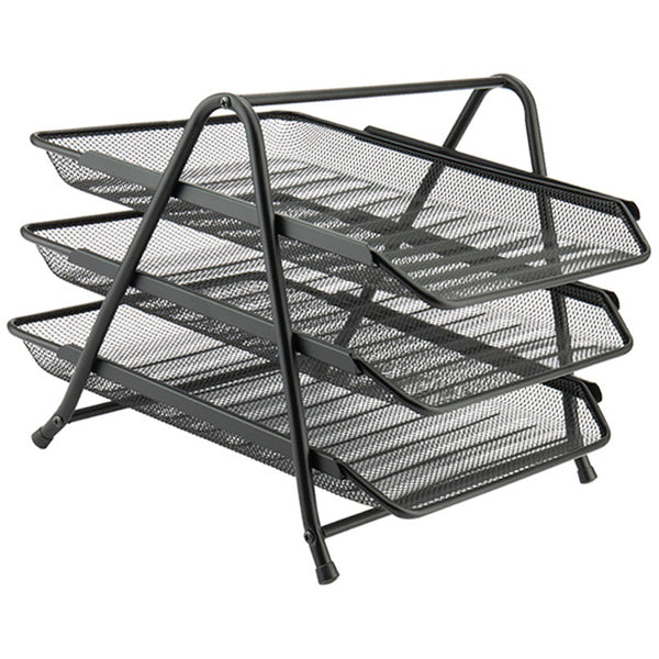 Document tray Axent 2122-01-A, horizontal, 3-in-1, metal, black