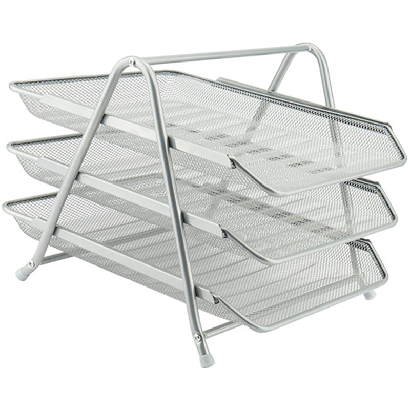 Document tray Axent 2122-03-A, horizontal, 3-in-1, metal, silver