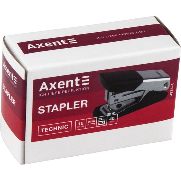 Stapler Axent Technic 4935-A, metal, №24/6, 15 sheets, chrom