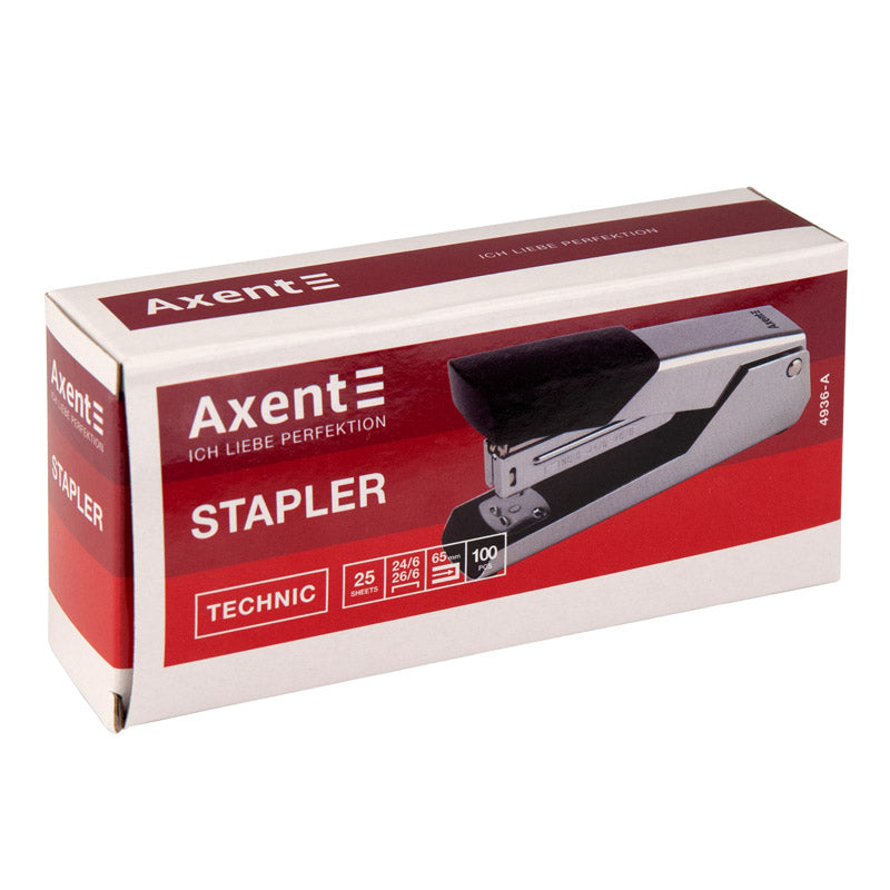 Stapler Axent Technic 4936-A, metal, №24/6, 25 sheets, chrom