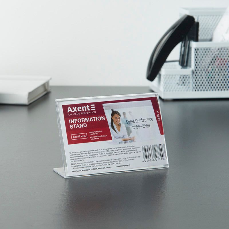 Information card stand Axent 4535-A, 88*59 mm, one-sided