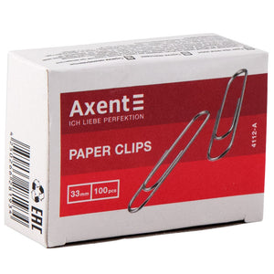 Spinacze biurowe niklowane Axent 4112-A, 33 mm, 100 szt.