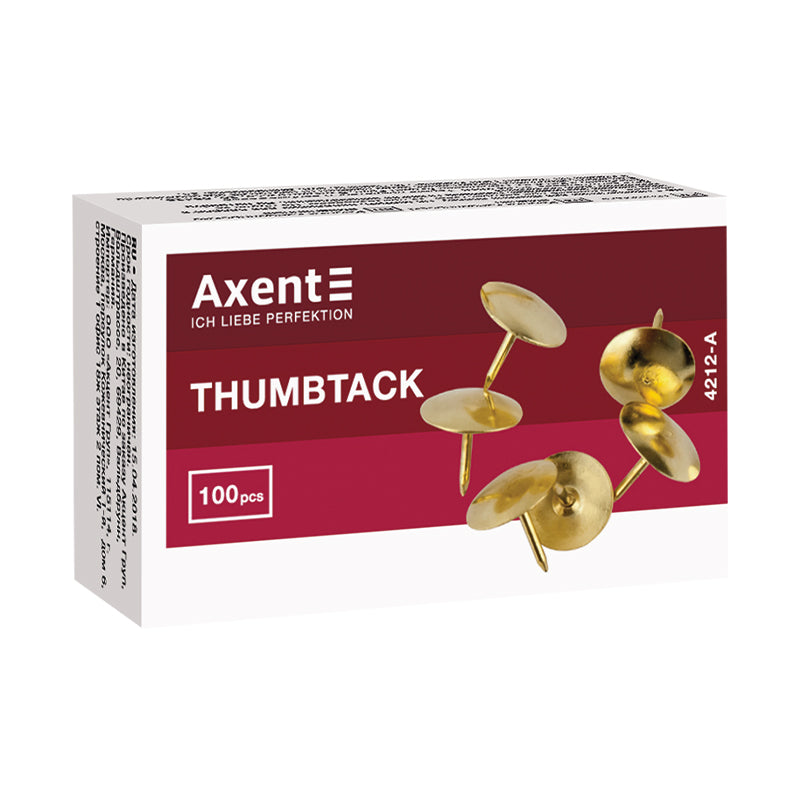 Pushpins Axent 4212-A, copper-plated, 100 pcs.
