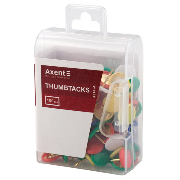 Pushpins Axent 4214-A, 100 pcs., assorted colors