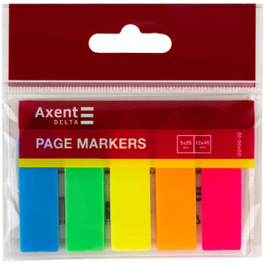 Page markers Delt D2450-02, 12х45 mm, 125 pcs., 5 neon colours 