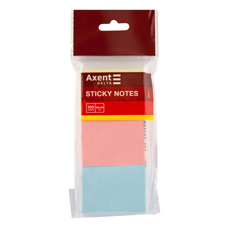 Sticky notes Delta D3311, 50x40 mm, 100 sheets per pad, 3 pads