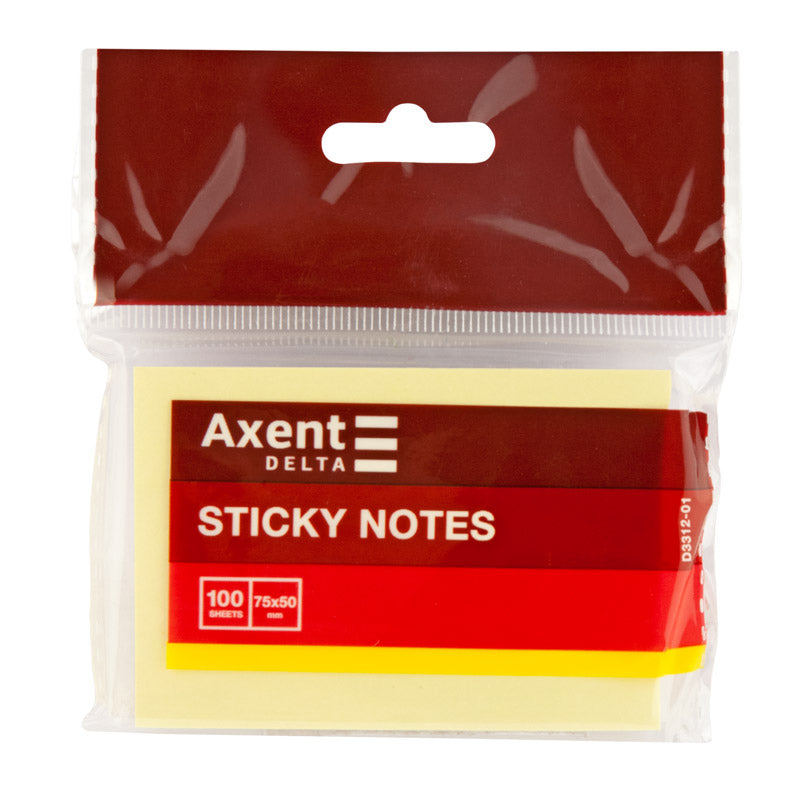 Sticky notes Delta D3312-01, 50x75 mm, 100 sheets, yellow