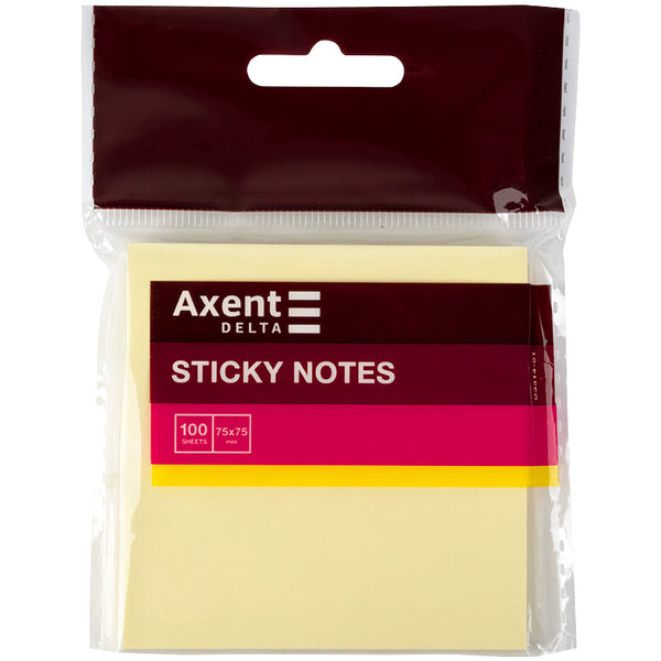 Blok karteczek samoprzylepnych Delta D3314-01, 75x75mm, 100 arkuszy, żółty