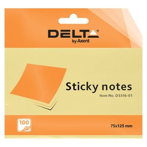 Sticky notes Delta D3316-01, 75x125 mm, 100 sheets, yellow