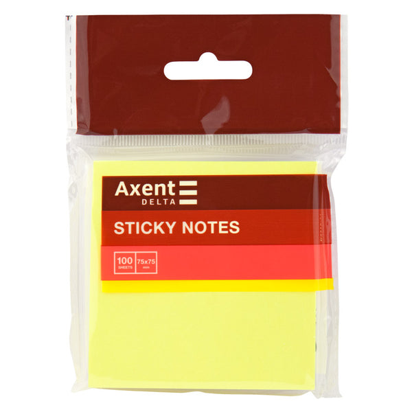 Blok karteczek samoprzylepnych Delta D3414-11, 75x75mm, 100 arkuszy, neon żółty