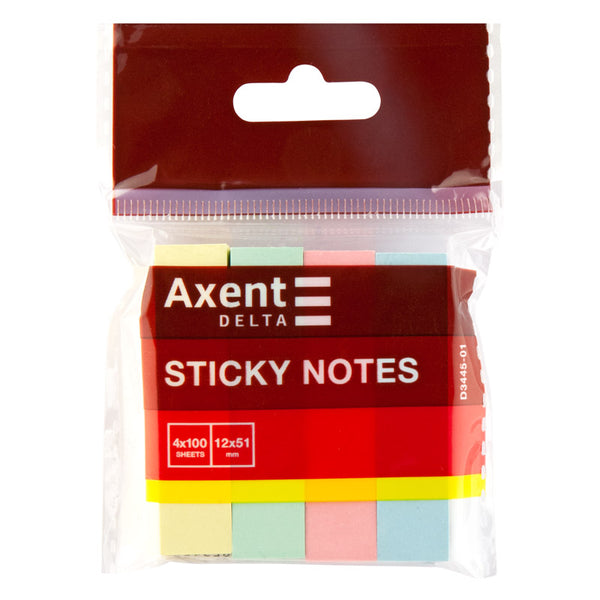 Zakładka indeksująca Delta D3445-01, papierowa pastelowa 4х12х51mm, 400 szt., prostokąta