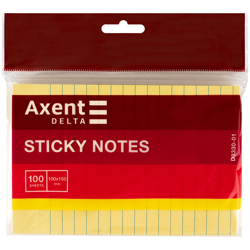 Sticky notes Delta D3330-01, lined, 100x150 mm, 100 sheets
