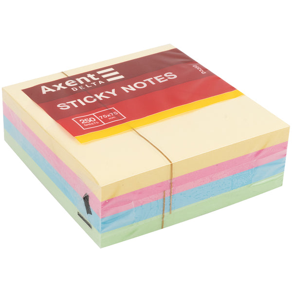 Blok karteczek samoprzylepnych Delta D3350, 75x75mm, 250 arkuszy, miks pastelowy