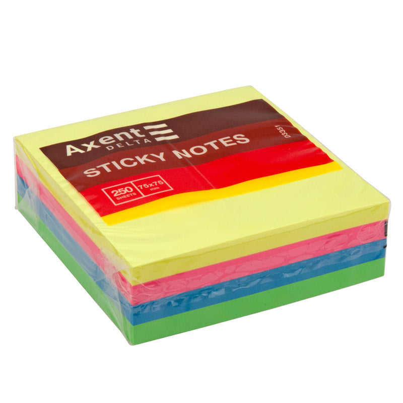 Sticky notes Delta D3351, 75x75 mm, 250 sheets, neon