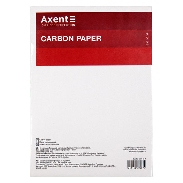 Carbon paper Axent 3301-01-A, A4, 100 sheets, black