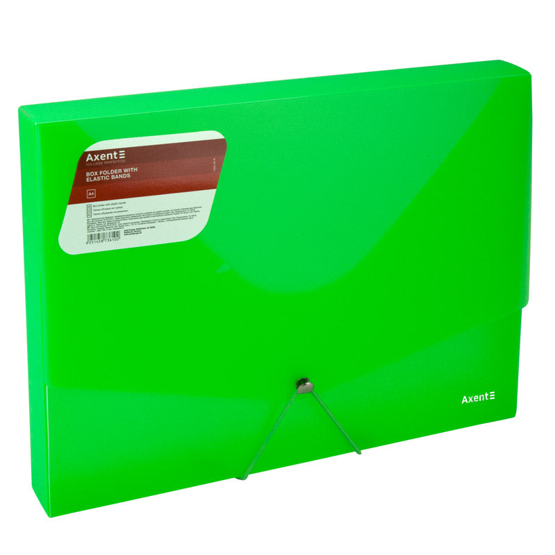 Folder with elastic bands, extensional Axent 1502-26-A, A4, transparent green