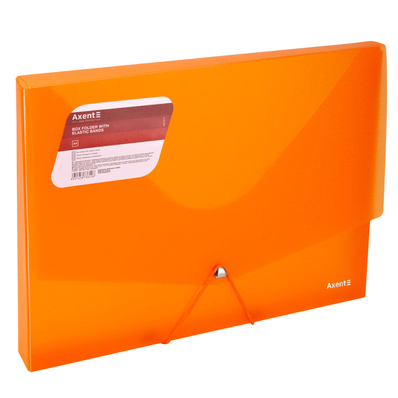 Folder with elastic bands, extensional Axent 1502-25-A, A4, transparent orange