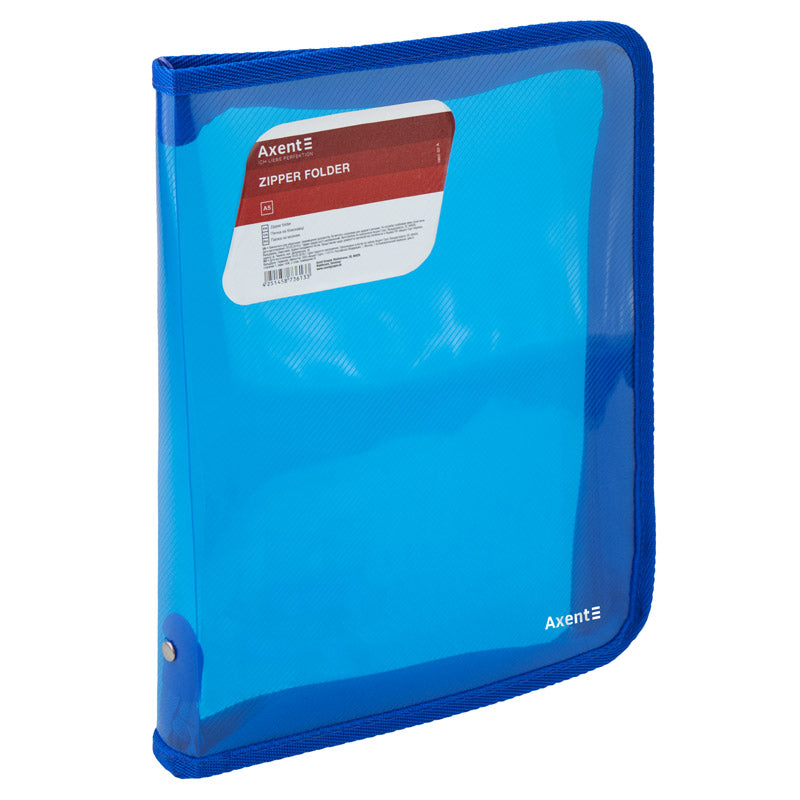 Extensional folder with a zipper Axent 1802-22-A, B5, transparent blue
