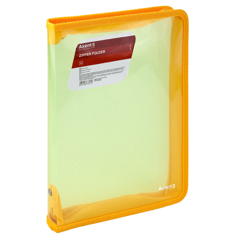 Extensional folder with a zipper Axent 1802-25-A, B5, transparent yellow