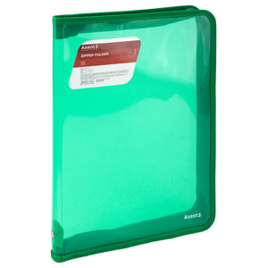 Extensional folder with a zipper Axent 1801-26-A, A4, transparent green