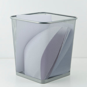 Kosz na papier Axent 2124-03-A, kwadratowy, 270x300mm, metalowy, srebrny