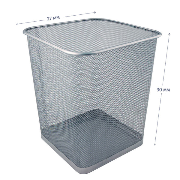 Kosz na papier Axent 2124-03-A, kwadratowy, 270x300mm, metalowy, srebrny