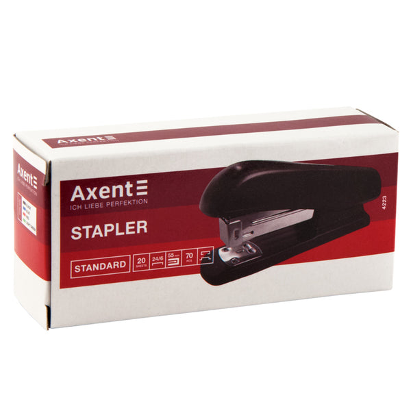 Stapler Axent Standard 4223-01-A, plastic, №24/6, 20 sheets, black