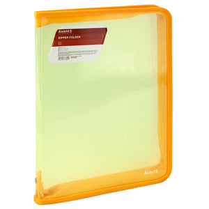 Extensional folder with a zipper Axent 1801-25-A, A4, transparent yellow