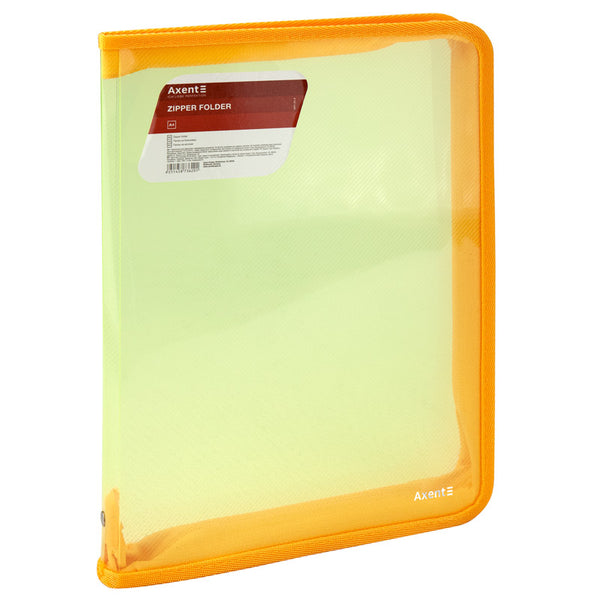 Extensional folder with a zipper Axent 1801-25-A, A4, transparent yellow