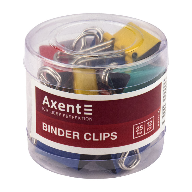 Colored binder clip Axent 4410-A, 25 mm, 12 pcs., assorted colors