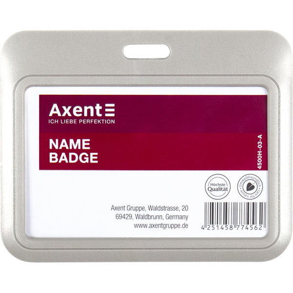 Name badge Axent 4500H-03-A, vertical, PP, gray