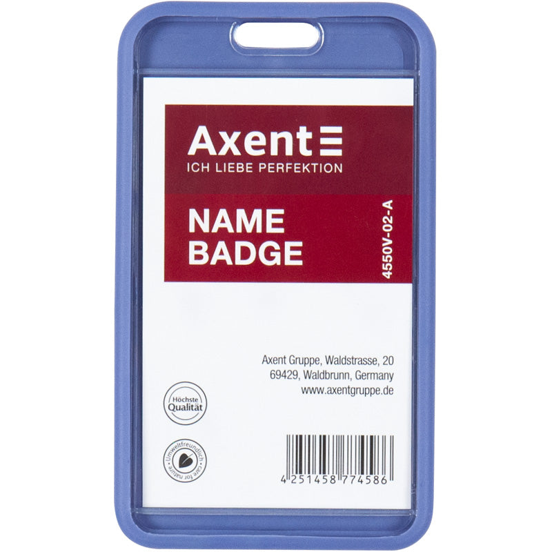 Name badge Axent SoftTouch 4550V-02-A, vertical, PP, navy