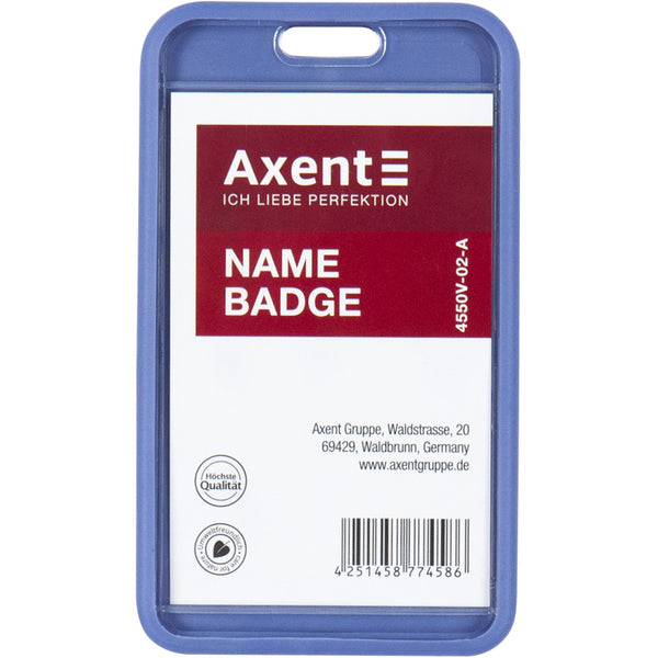 Name badge Axent SoftTouch 4550V-02-A, vertical, PP, navy