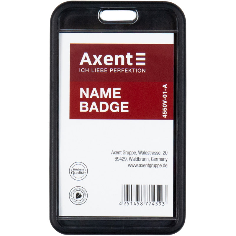 Name badge Axent SoftTouch 4550V-01-A, vertical, PP, black