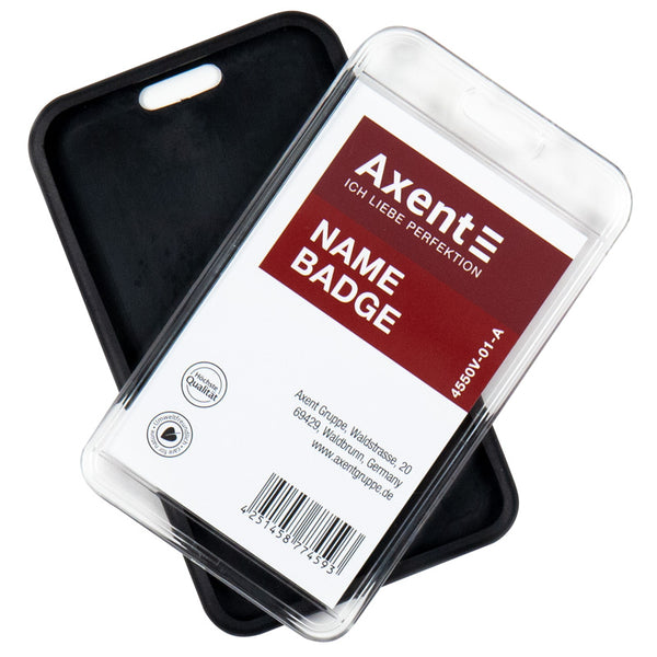Name badge Axent SoftTouch 4550V-01-A, vertical, PP, black