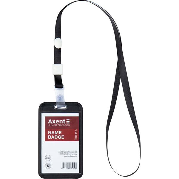 Lanyard for a badge with a metal clip Axent 4551-01-A, black