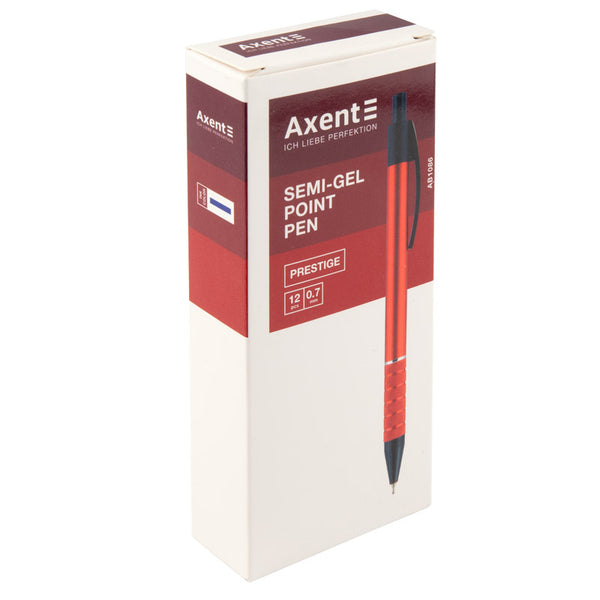 Semi-gel pen Axent Prestige AB1086-06-02, retractable, red body, blue