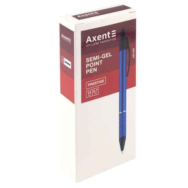 Semi-gel pen Axent Prestige AB1086-02-02, retractable, blue body, blue