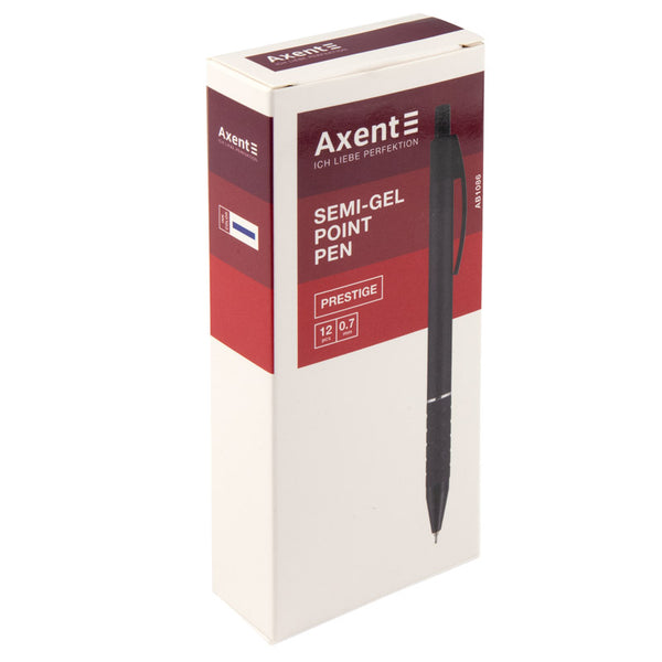 Semi-gel pen Axent Prestige AB1086-01-02, retractable, black body, blue