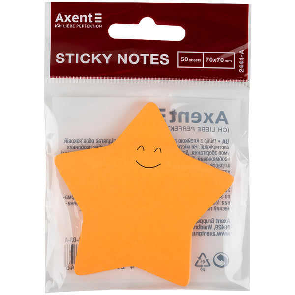 Sticky notes Axent 2444-03-A, Star, 70x70 mm, 50 sheets