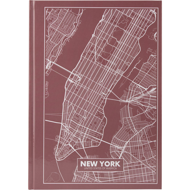 Notes Axent Maps New York 8422-543-A, А4, 96 kartek, kratka, różowo-brązowy